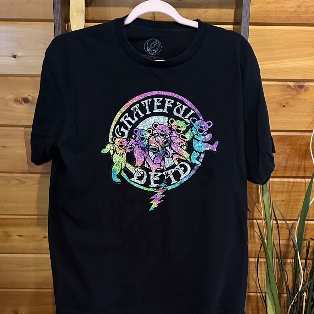 Grateful Dead Black Tee with colorful Dancing Bears